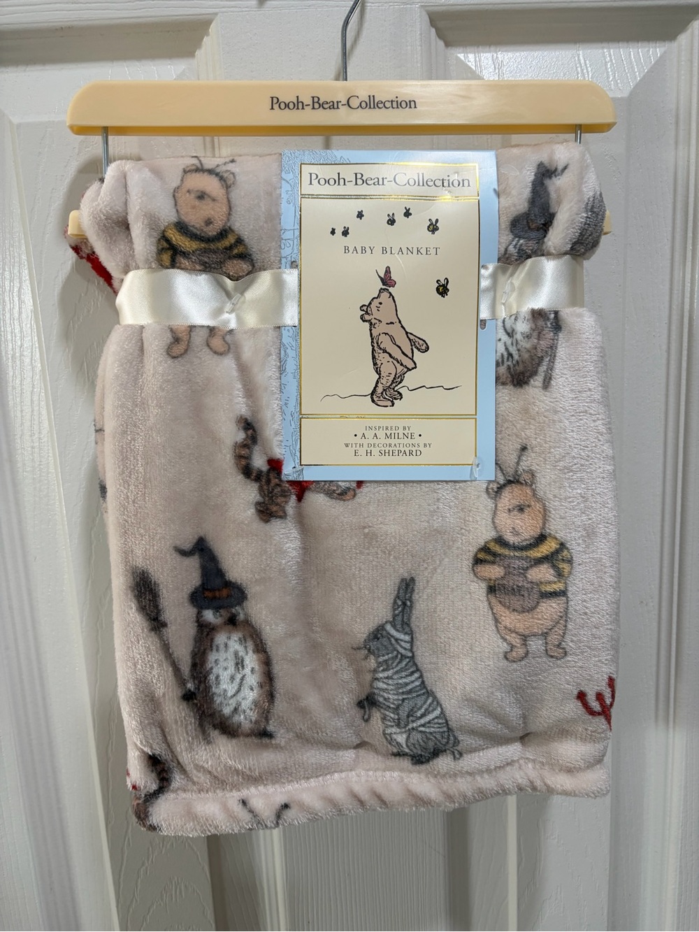Baby Blanket - Soft Cream Winnie the Pooh Halloween Print